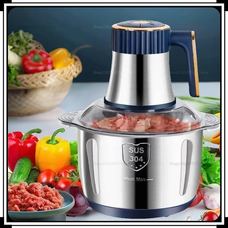 Moedor de Carne Doméstico 5 Velocidades em Aço Inoxidável – Processador Multifuncional