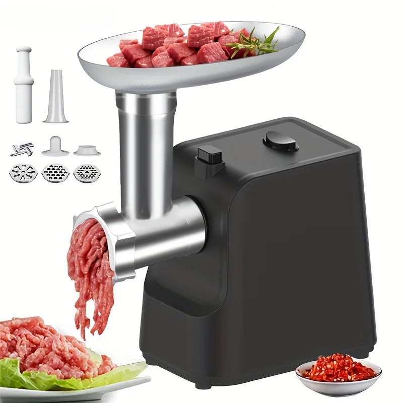 Moedor de Carne Elétrico Multifuncional – Com Lâminas, Placas de Moagem e Função para Enchimento de Salsichas